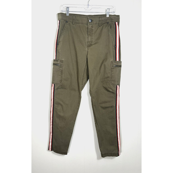 Athleta Summit Cargo Pants Olive Green Side Stripes Pockets Size 8 Gorpcore - Picture 1 of 12